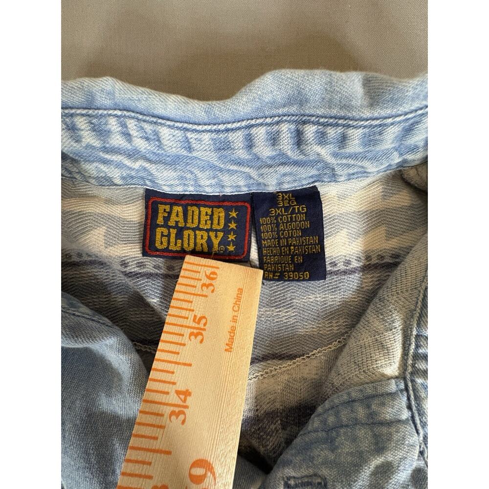 Vintage Faded Glory Polo Shirt Mens 3XL Blue Tribal Aztec Southwestern Y2K - Picture 6 of 9
